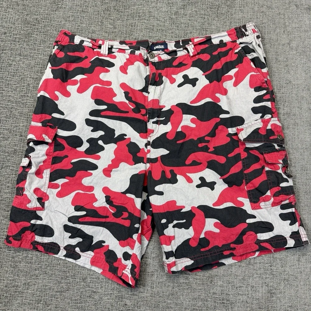 King‎ Size Cargo Shorts Mens 48 Big Red Camo Military Utility Elastic Waist